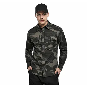 BRANDIT Men Shirt Slim Darkcamo Černá Šedá S
