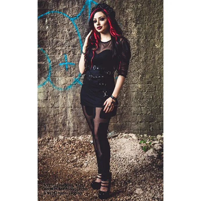 NECESSARY EVIL Ruched Mesh Lyssa Černá L
